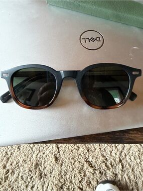 Men's Black Brown Round Sunglasses - Classic Polarized Shade